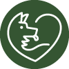 dog silhouette inside heart symbol with seven love elements